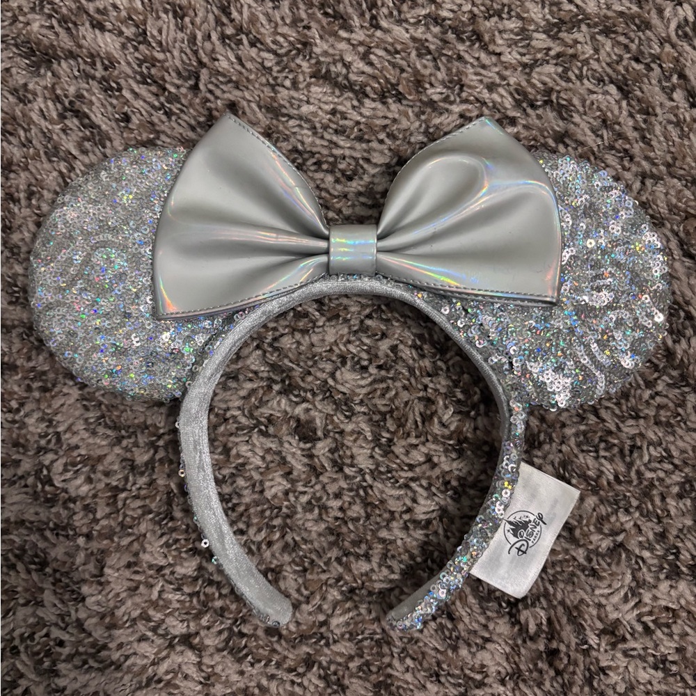 Disney Silver Sequin Minnie Mouse Ears Headband